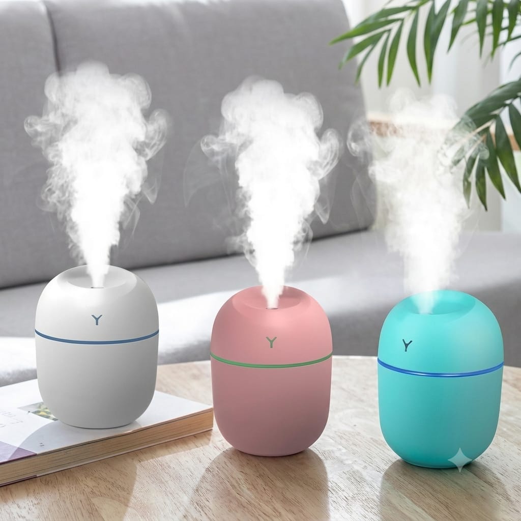 USB Humidifier & Aroma Diffuser – Ultrasonic Cool Mist Air Purifier for Home, Car & Office
